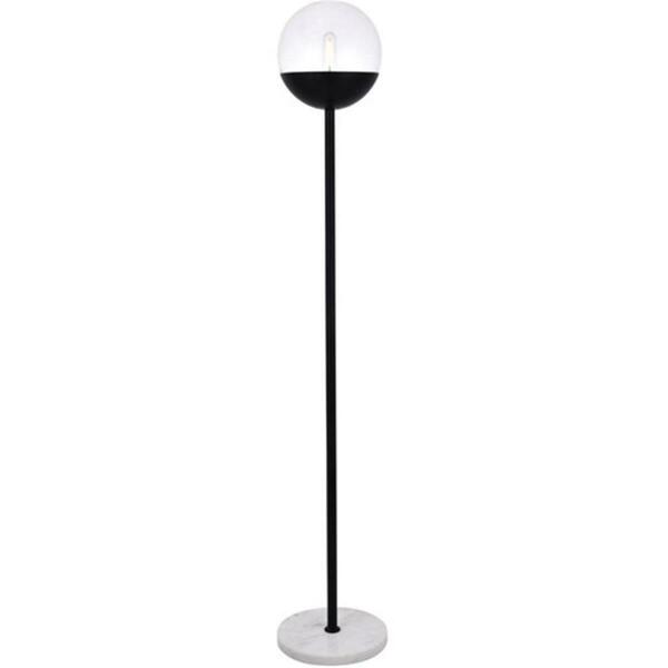 Cling 62 in. Eclipse 1 Light Floor Lamp Portable Light with Clear Glass, Black CL3478679